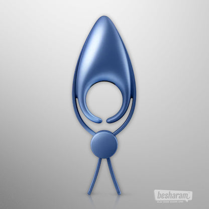 Back view of the Satisfyer Sniper Adjustable Cock Ring in blue silicone