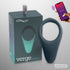 We-Vibe verge product with packaging and smartphone displaying app on a gray background