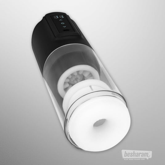 Angled view showing the inside sleeve and opening of the Cruizr CX10 masturbator