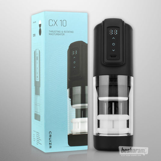 Cruizr CX10 thrusting and rotating masturbator shown upright on a neutral background