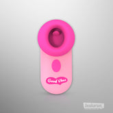 Front view of Dixie flicking massager showing soft silicone head, single button control, and Good Vibes branding