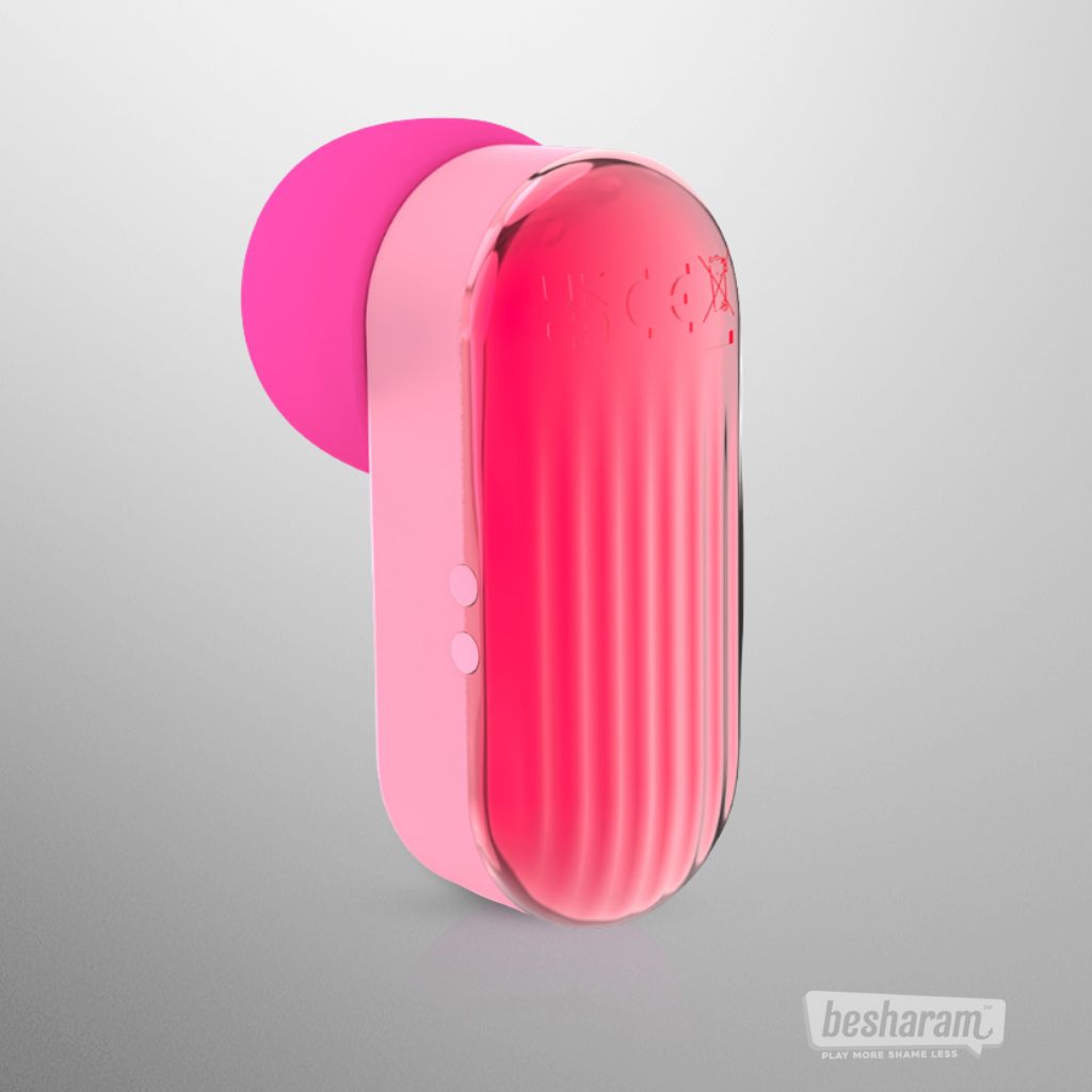 Side and back view of Dixie flicking massager showing smooth curves, textured grip, and compact body