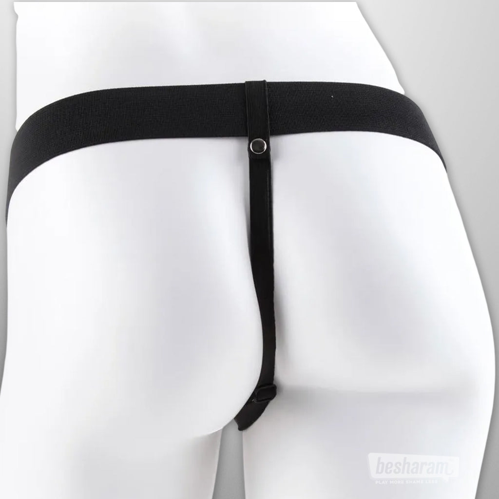 Back view of adjustable harness for Fetish Fantasy 11 inch vibrating hollow strap on