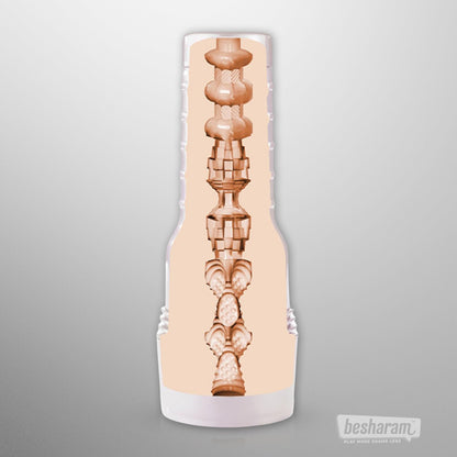 Internal texture design of Fleshlight Girls Kayley Gunner masturbator showing detailed chambers and stimulation pattern