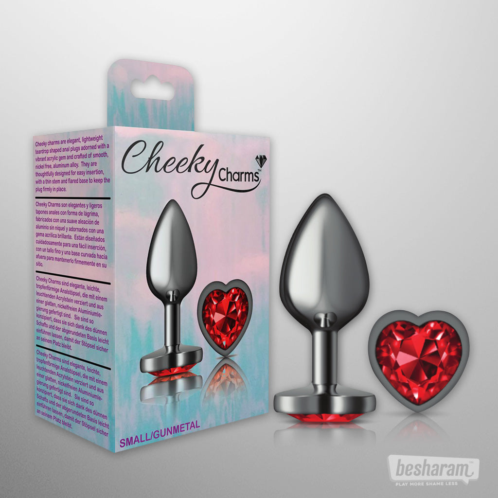 Viben Cheeky Charms Gunmetal Heart Butt Plug-IMbesharam.com