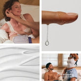 Clear hybrid personal lubricant drop on fingertip with smooth moisturizing texture for long lasting comfortable glide during intimate use