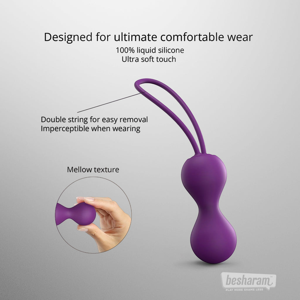 Joia kegel balls soft liquid silicone design, double string removal loop and smooth texture for comfortable daily wear