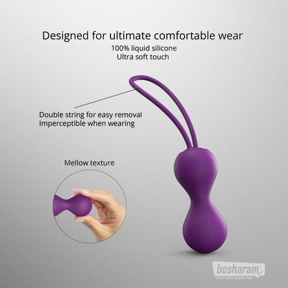 Joia kegel balls soft liquid silicone design, double string removal loop and smooth texture for comfortable daily wear