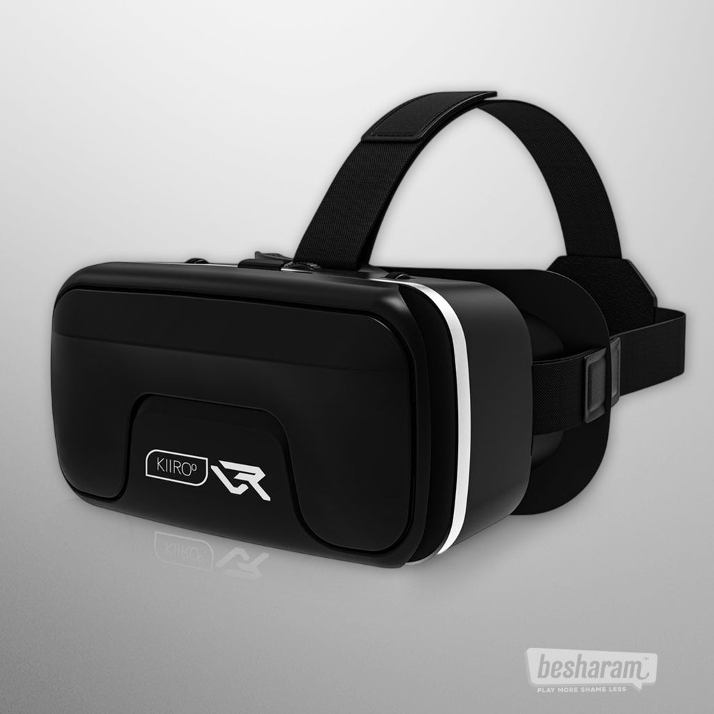 Kiiroo VR virtual reality headset with adjustable head straps shown from the front