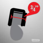 Measurement diagram illustrating the internal clearance width of the chastity device.