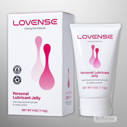 Lovense personal lubricant jelly shown with retail box and tube packaging