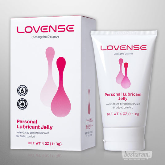 Lovense personal lubricant jelly shown with retail box and tube packaging
