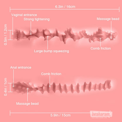 Internal texture diagram showing vaginal and anal tunnel structure of sex doll