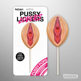 Pussy Licker Pop strawberry flavored candy by Hott Products – realistic pink lips shaped lollipop in packaging, available at IMbesharam India