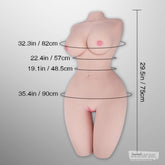Measurement chart showing bust, waist, hip and height dimensions of the realistic torso doll.