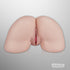 Isolated front detail of realistic torso sex doll on plain background