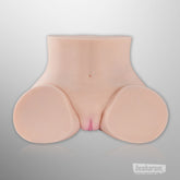 Front view of realistic torso sex doll isolated on neutral background