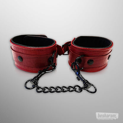 Rouge Leather Ankle Cuffs