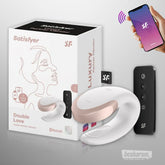 Satisfyer Double Love white couples vibrator with box and remote control, luxury partner vibrator with Bluetooth app connectivity