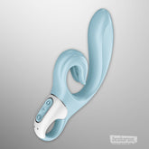 Main product view of Satisfyer Love Me rabbit vibrator in light blue silicone