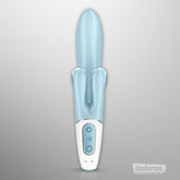 Front view of Satisfyer Touch Me rabbit vibrator with control buttons
