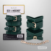 Sex & Mischief Indica cutout cuffs displayed in original retail packaging