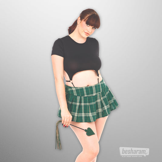 Model holding Indica dual impact crop for playful impact and roleplay scenes