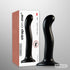 Strap-on-me Curve P and G spot dildo size M in black displayed with product box.