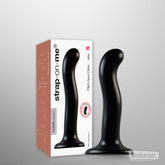 Strap-on-me Curve P and G spot dildo size S in black shown with product box.