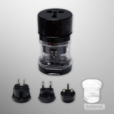 Universal travel power adapter with interchangeable plug heads included in the Tantaly repair kit.
