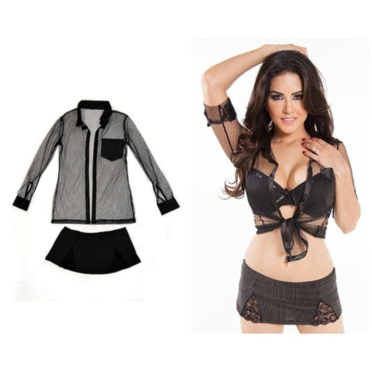 Sunny Leone Worn See Thru Naughty Sexretary Costume-IMbesharam.com