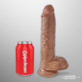 King Cock 10" Cock with Balls Tan Size