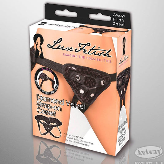 Lux Fetish Diamond Velvet Strap-On Corset Packaging