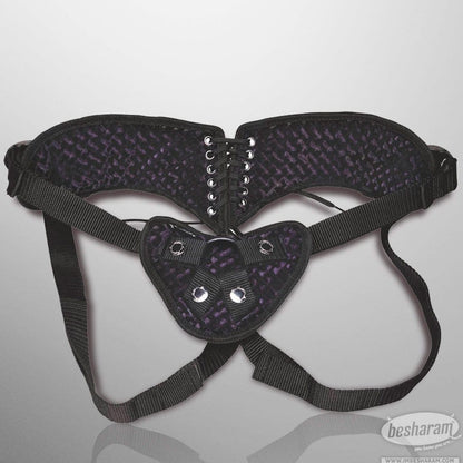 Lux Fetish Diamond Velvet Strap-On Corset Purple