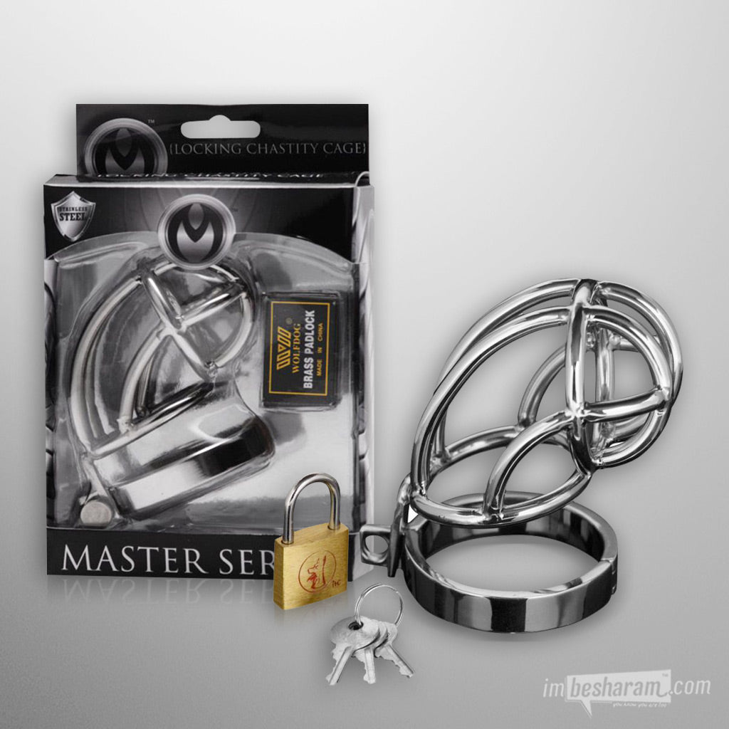 Master Series Stainless Steel Locking Chastity Cage