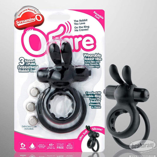 Screaming O Ohare Double Vibrating Erection Ring Black Unboxed
