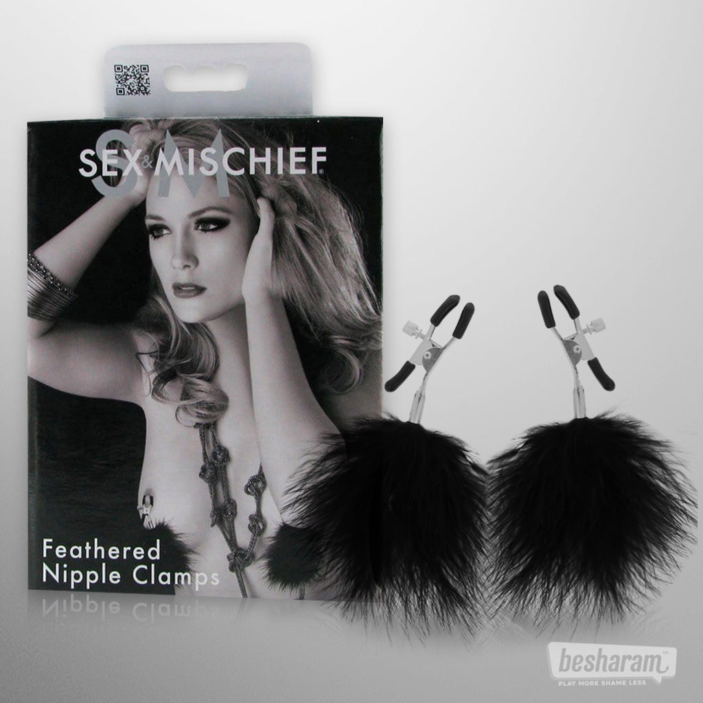 Sex &amp; Mischief Feathered Nipple Clamps Unboxed