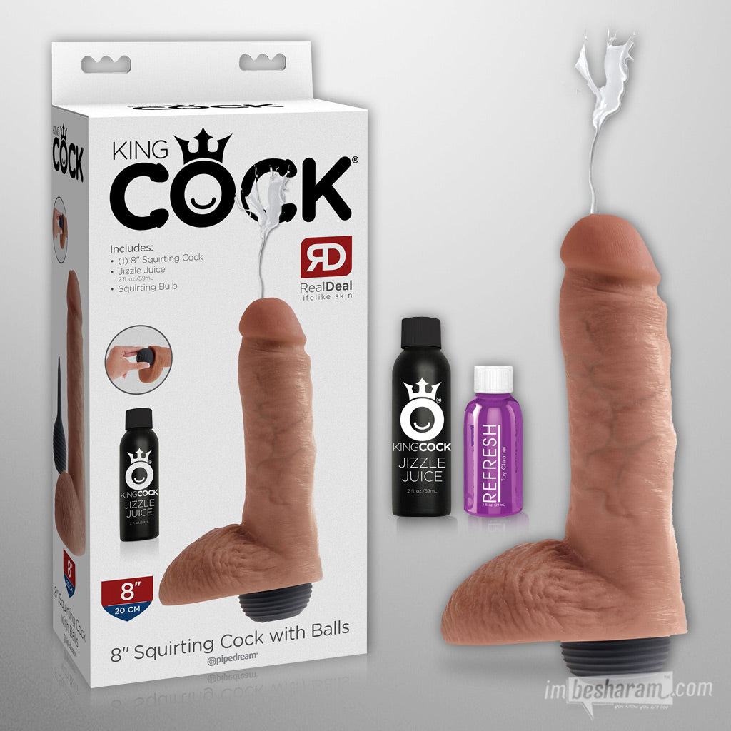 King Cock 8&quot; Squirting Cock with Balls Unboxed