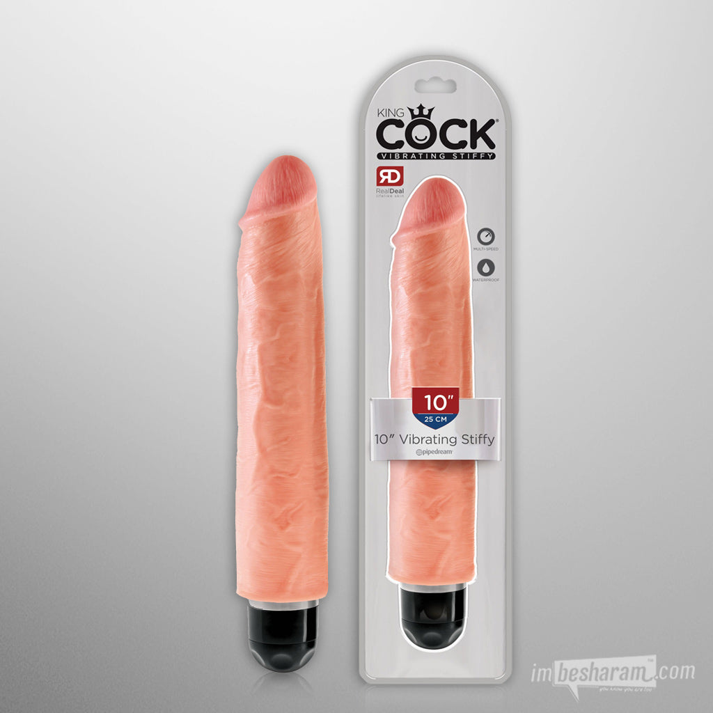 King Cock 10&quot; Stiffy Realistic Vibrator Beige