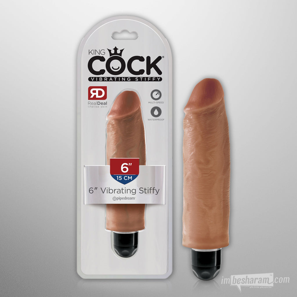 King Cock 6&quot; Stiffy Realistic Vibrator Tan