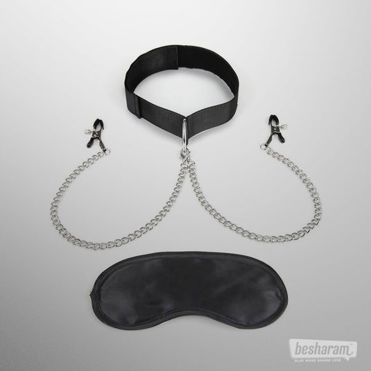 Lux Fetish Collar And Nipple Clips Inclusions
