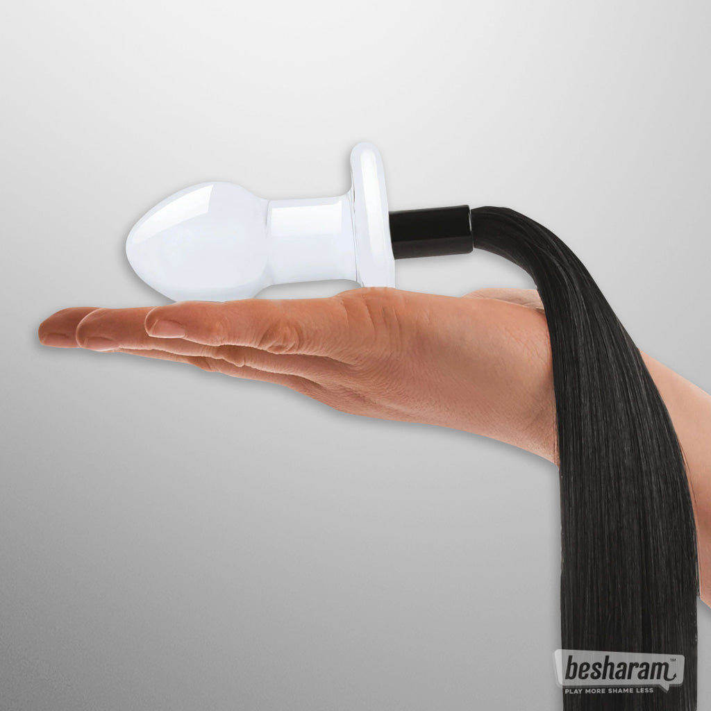 Glas 3&quot; Horse Tail Glass Butt Plug