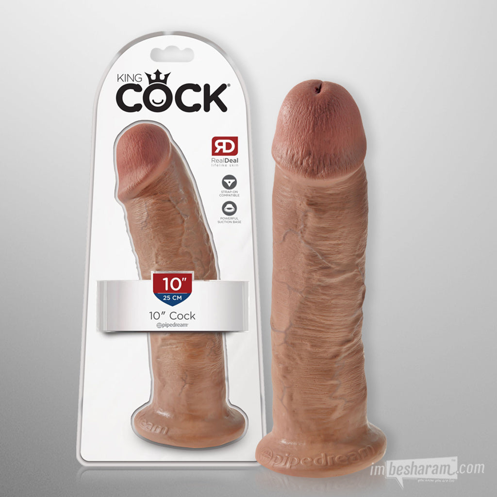 King Cock 10&quot; Realistic Dildo Tan Unboxed