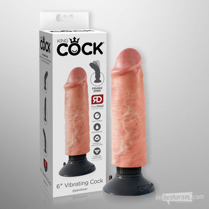 King Cock 6&quot; Vibrating Cock Beige