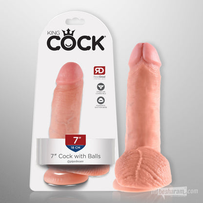 King Cock 7&quot; Cock with Balls Beige Unboxed