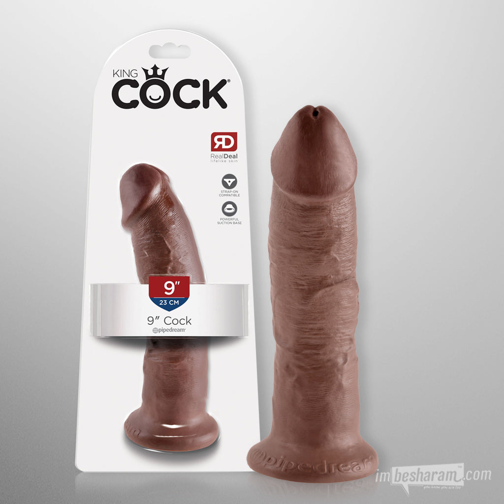 King Cock 9&quot; Realistic Dildo Brown Unboxed
