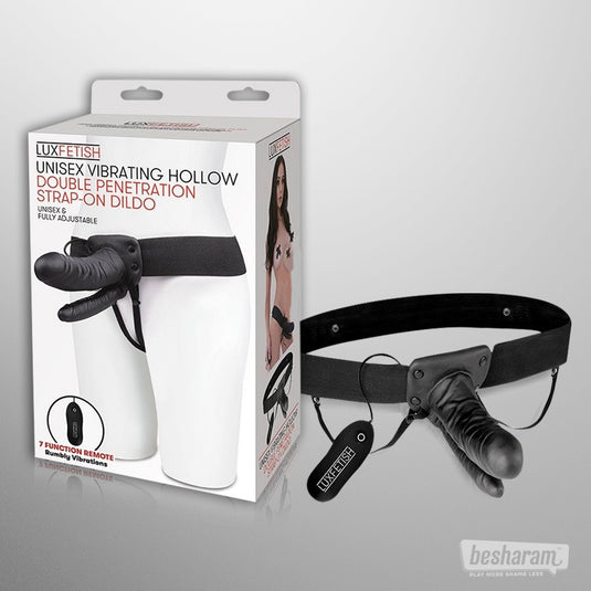 Lux Fetish Vibrating Double Penetration Strap-On Dildo-IMbesharam.com