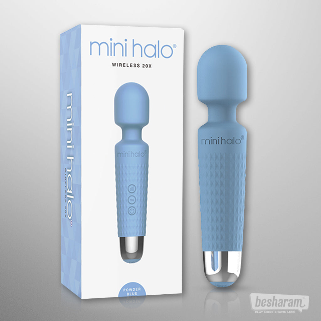 Mini Halo Wireless Wand Vibrator Powder Blue