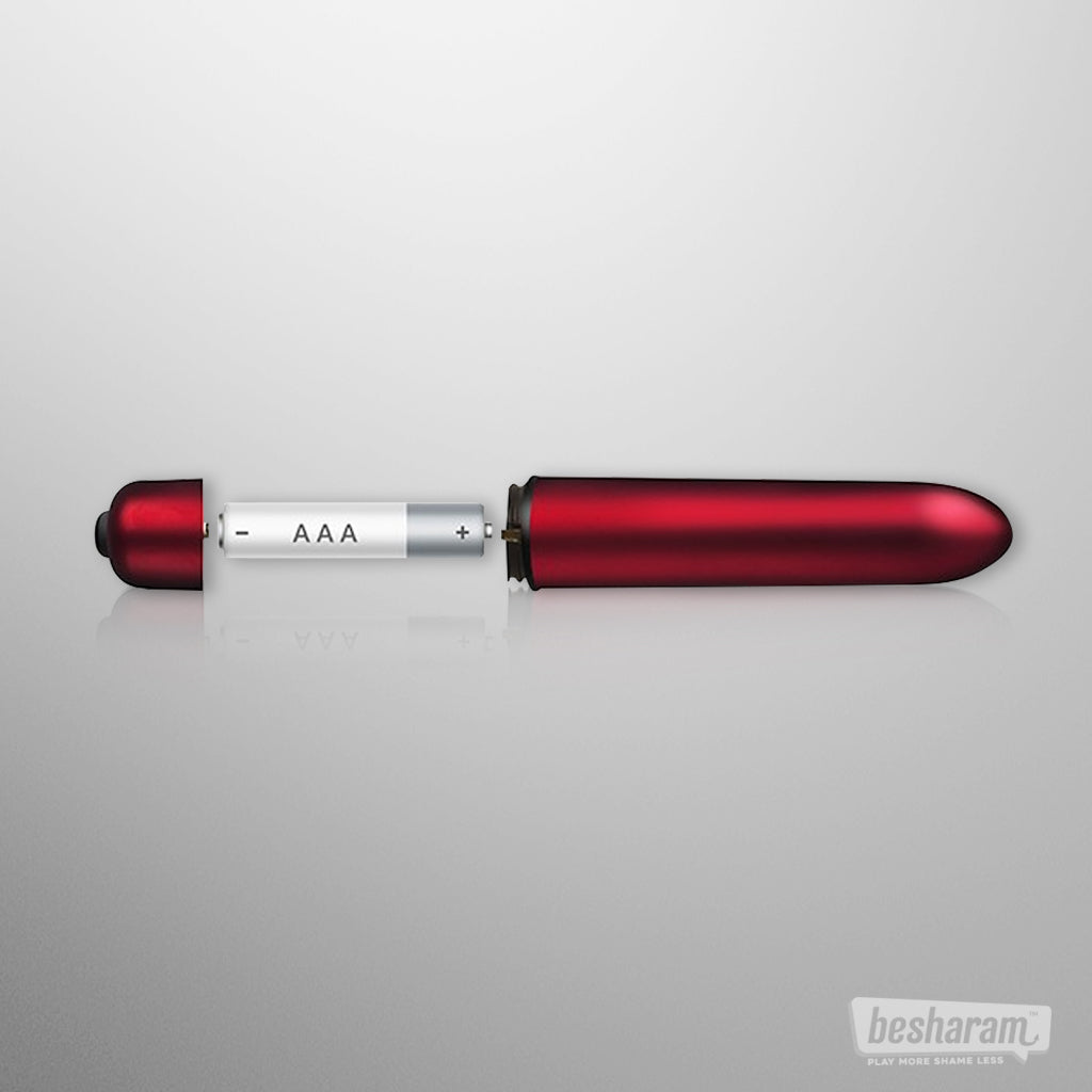 Rocks-Off 90mm Bullet Vibrator Scarlet Velvet Battery