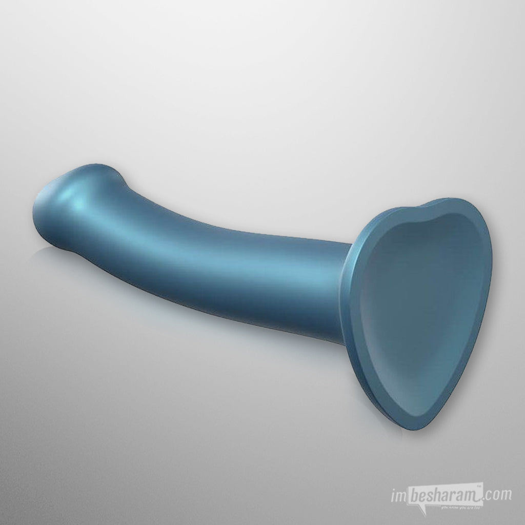 Mono Density Metallic Shine Soft Silicone Dildo Suction